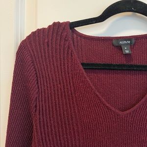 Maroon Sparkly V-Neck Sweater